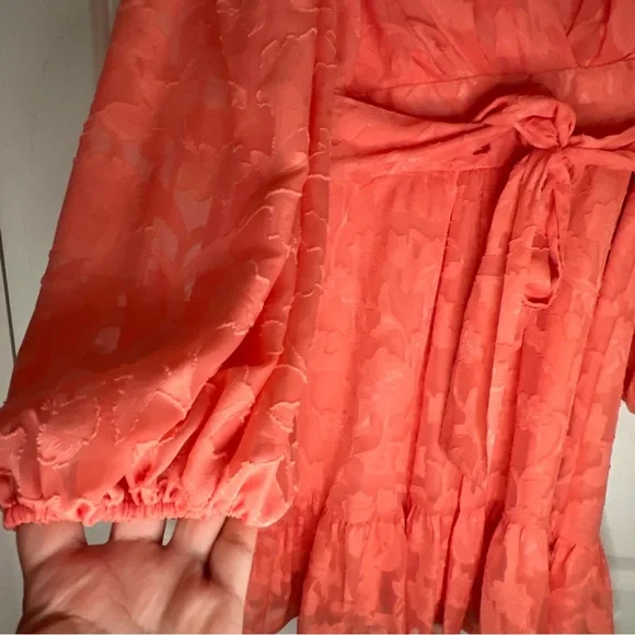 Alex Marie Coral Long Sleeve TieWaist VNeck Tiered Dress Women’s SZ 8 MSRP $158 - Picture 6 of 11